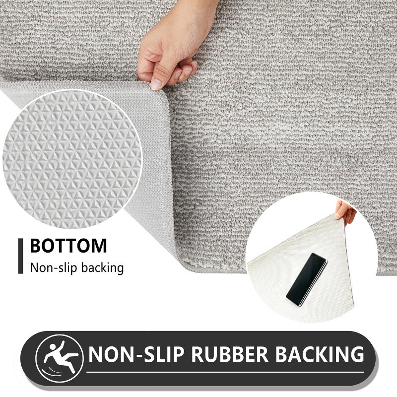 REFETONE Indoor Doormat, Front Door Mat 20"x32" Absorbent Rubber Backing Non Slip Back Door Mats, Washable Low-Profile Inside Floor Mat Door Rugs for Entryway, Resist Dirt Mud Mat for Dogs, Grey - Image 4